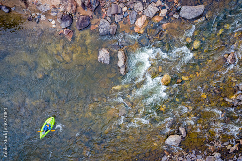 inflatable whitewater kayak aerial view photo