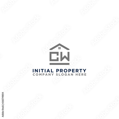Logo template vector Design, property, real estate with the initials CW - Vector