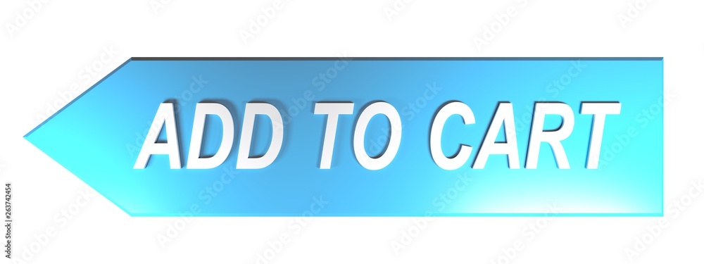 ADD TO CART on blue arrow - 3D rendering ADD TO CART on blue arrow - 3D rendering
