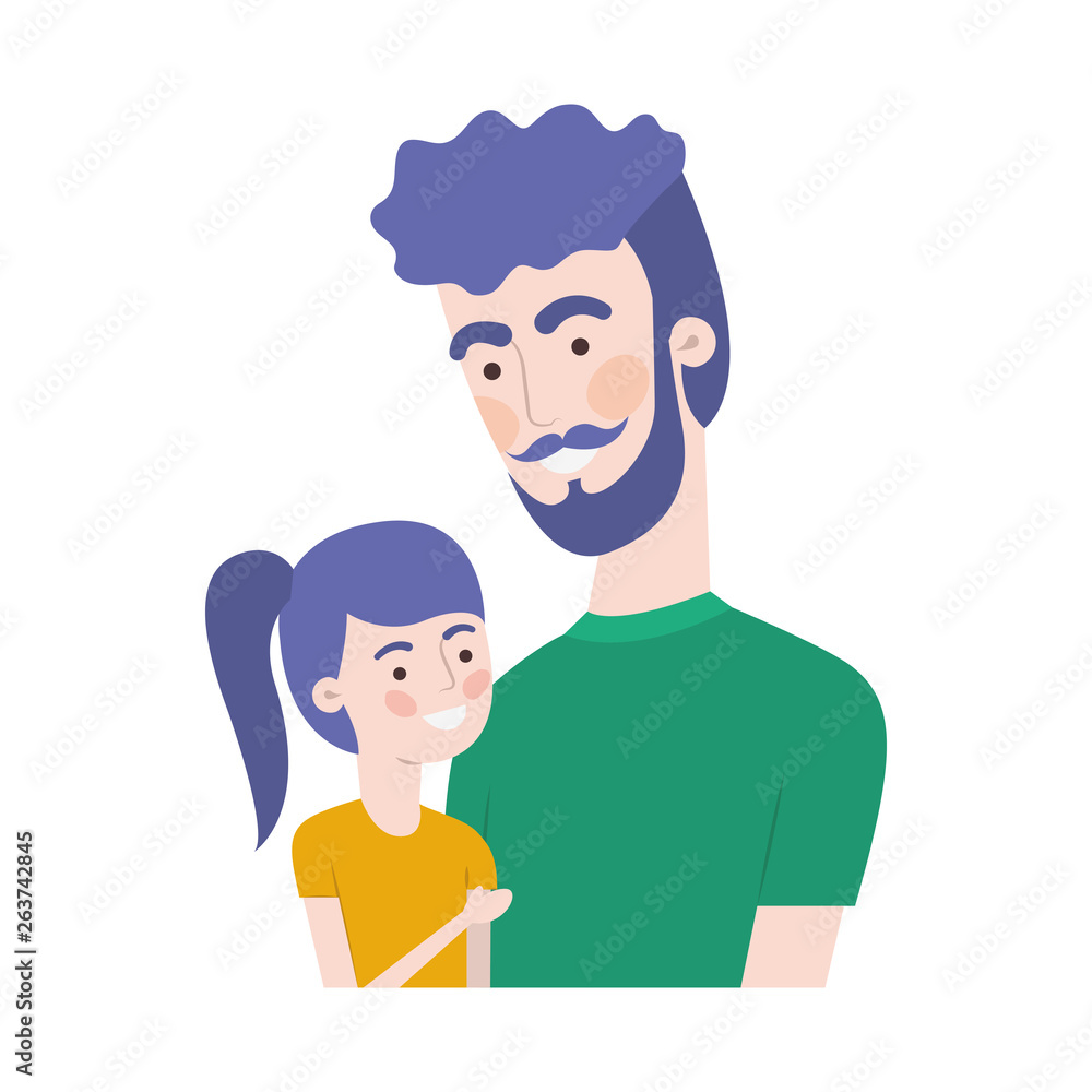 Obraz premium father with daughter avatar character