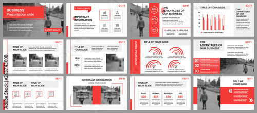 Business presentation slides templates from infographic elements. Can be used for presentation template, flyer and leaflet, brochure, corporate report, marketing, advertising, annual report, banner.