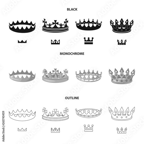 Vector illustration of medieval and nobility symbol. Set of medieval and monarchy vector icon for stock.
