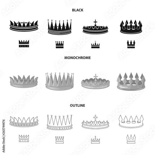 Isolated object of medieval and nobility logo. Collection of medieval and monarchy stock vector illustration.