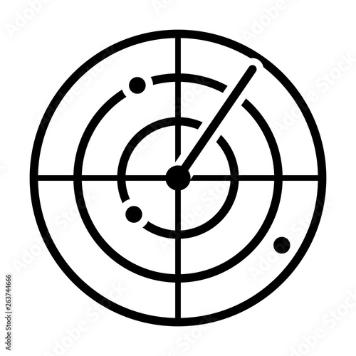 Radar screen silhouette icon. Clipart image isolated on white background