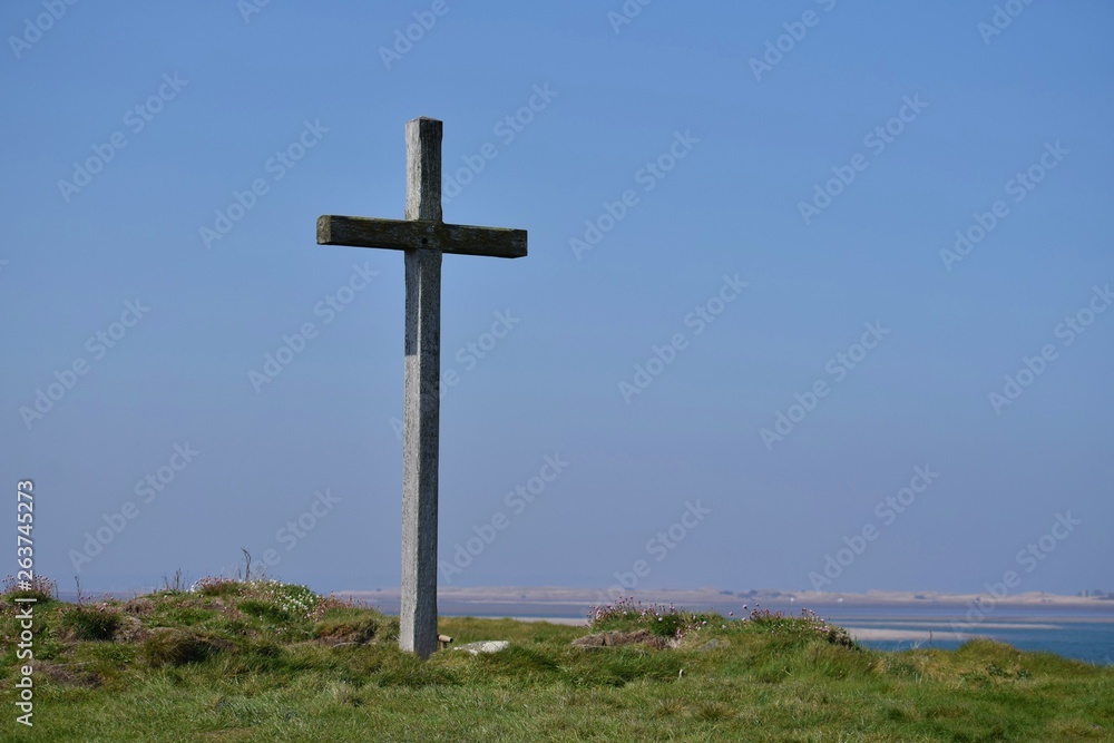 Wooden cross on St Cuthberts Island