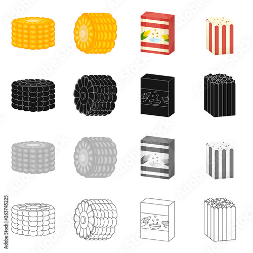 Isolated object of cornfield and vegetable symbol. Collection of cornfield and vegetarian vector icon for stock.