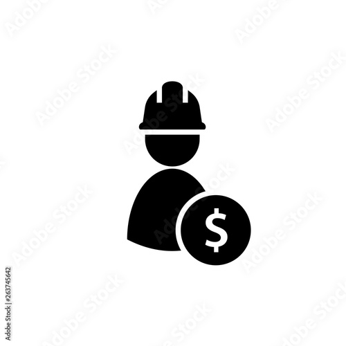 Labor cost silhouette icon. Clipart image isolated on white background
