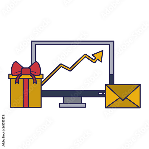 Gift delivery business tendency data blue lines