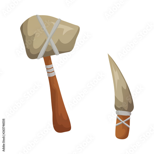 Isolated object of prehistoric and weapon icon. Set of prehistoric and flint stock symbol for web.