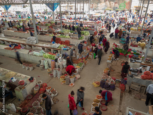 Bazaar landscape in Samarkand Uzbekistan.