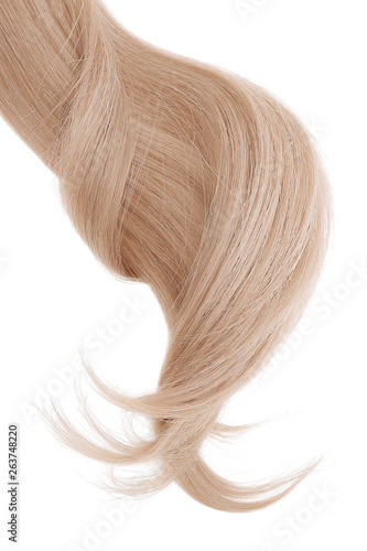 Long blond hair isolated on white background