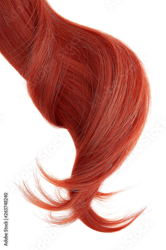 Long red hair isolated on white background