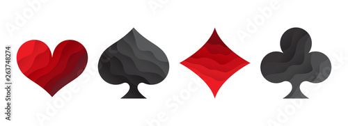 Abstract playing card suits icon set. Isolated vector.