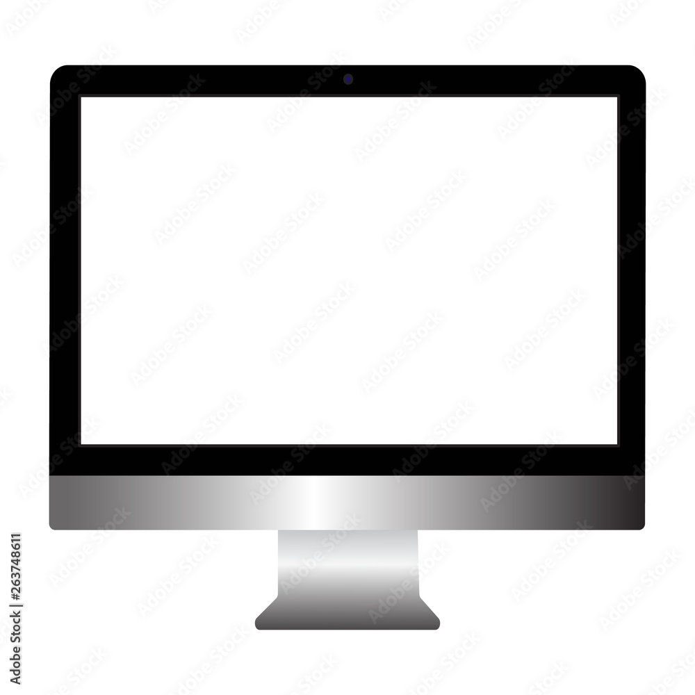 Computer monitor, white empty screen. Vector mockup. Vector illustration Computer monitor, white empty screen. Vector mockup. Vector illustration
