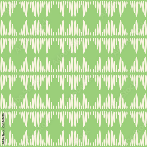Abstract vector seamless repeat pattern background. Modern stylish hand drawn green tribal texture of repeating striped triangles.