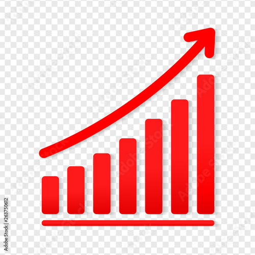 Success business symbol.Growth vector diagram with arrow going up. Vector icon. Editable EPS file.Bar Chart Vector Icon.Vector illustration