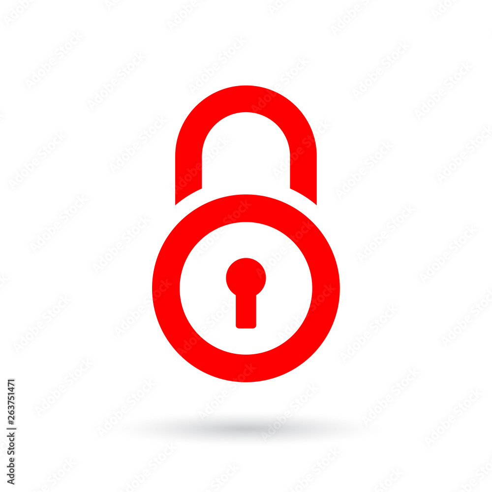 Red padlock vector icon Red padlock vector icon