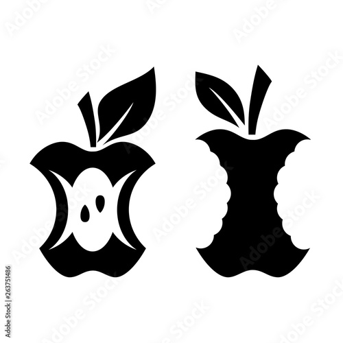 Set of bitten apples vector icon