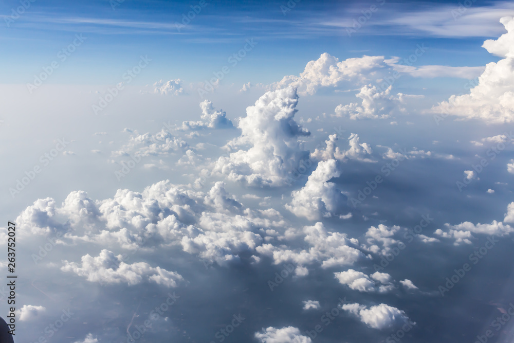 Fototapeta premium Blue sky background with clouds.
