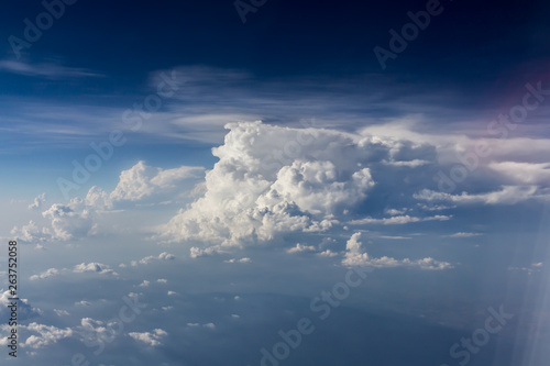 Blue sky background with clouds.