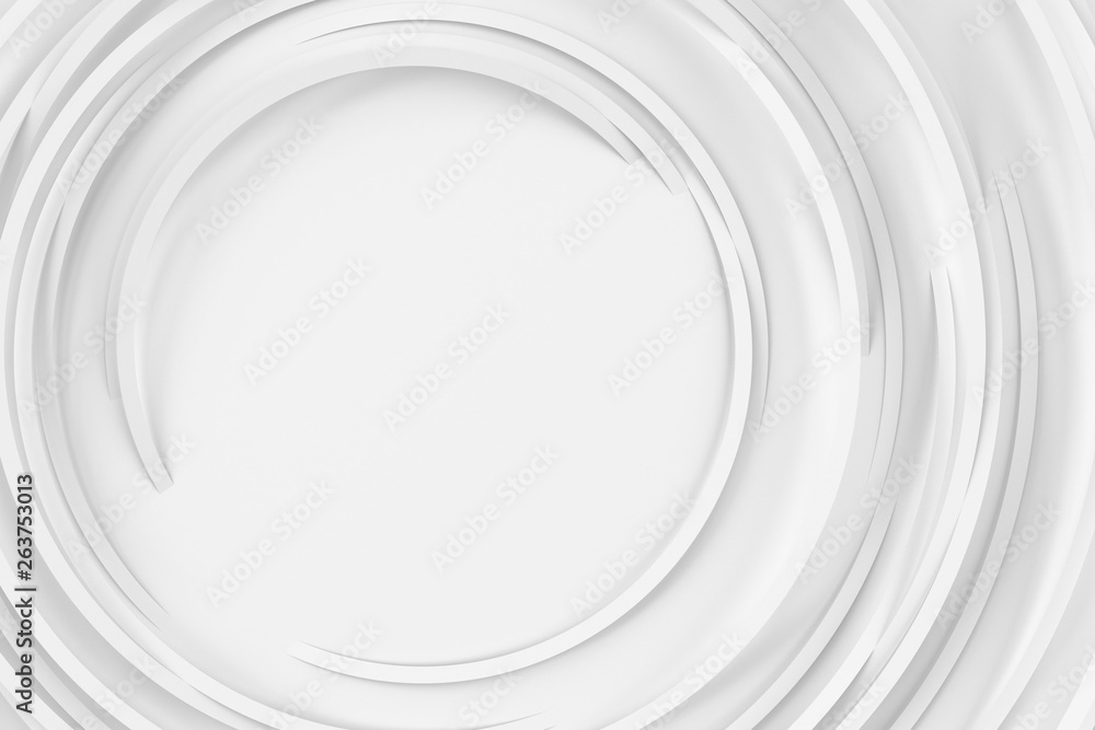 Digital light background of many white rotating rings and forming a frame in the center 3D illustration Digital light background of many white rotating rings and forming a frame in the center 3D illustration