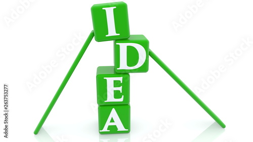 Idea concept on green cubes with two supports © Stock Photos & Video