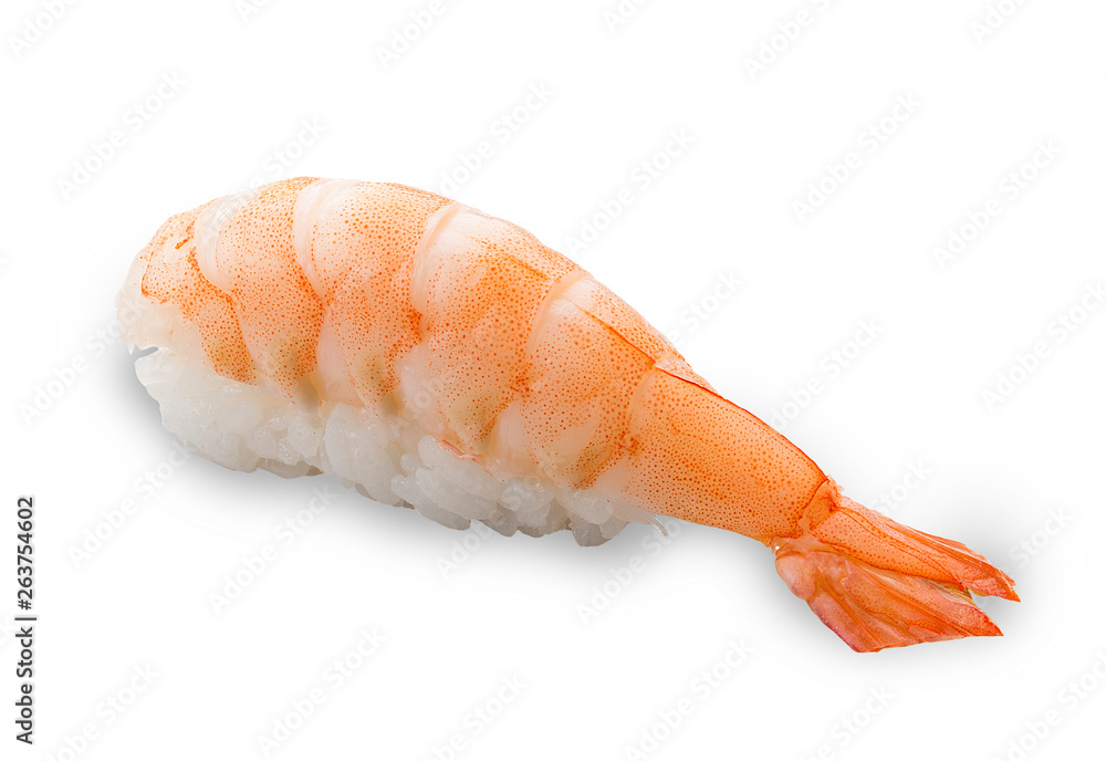 Shrimp sushi on a white background. Nigiri