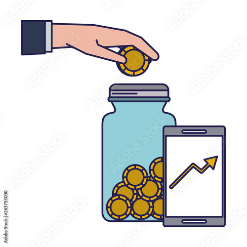 Money saving invesment market bussines blue lines