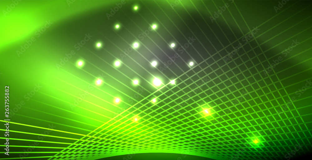 Obraz premium Neon glowing lines, magic energy space light concept, abstract background wallpaper design