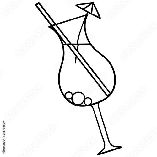 Drawn outlined icon of a cocktail in a glass