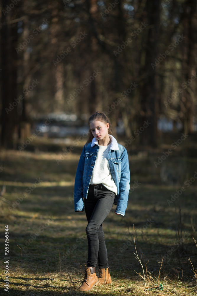 Free: A girl in red polka dots dress and jeans jacket poses for a photo  Free Photo - nohat.cc