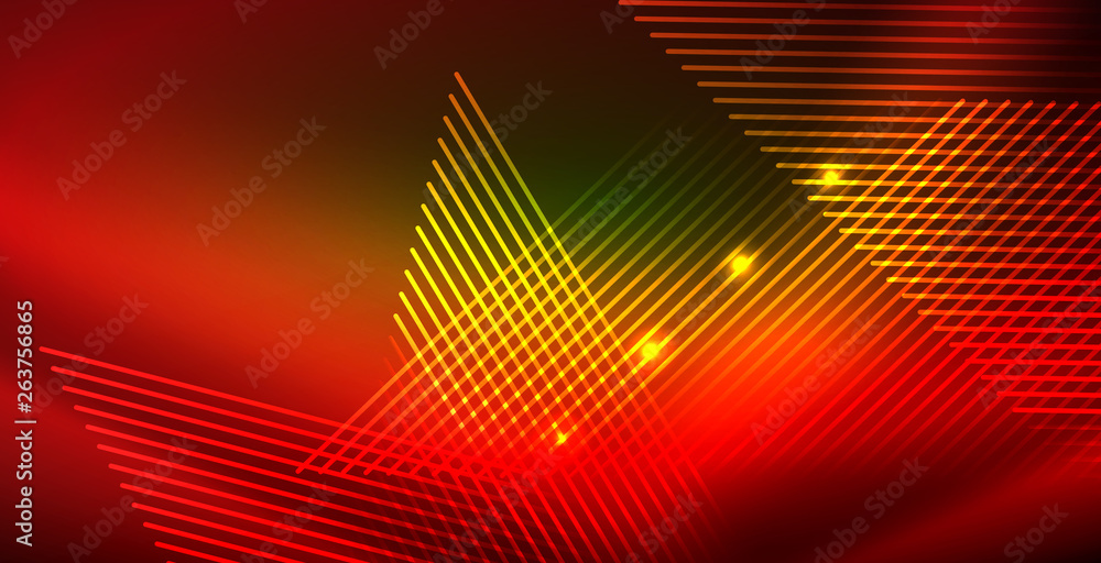 Fototapeta premium Neon glowing wave, magic energy and light motion background