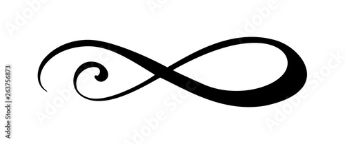 Infinity calligraphy vector illustration symbol. Eternal limitless emblem. Black mobius ribbon silhouette. Modern brush stroke. Cycle endless life concept. Graphic design element for card and logo