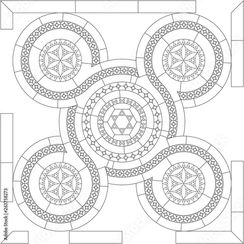 Cosmatesque mosaic outline.