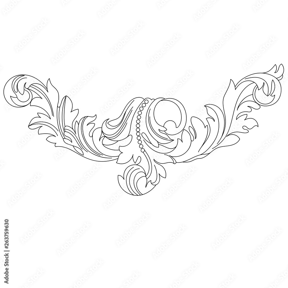 Fototapeta premium Black vintage baroque ornament, corner. Retro pattern antique style acanthus.