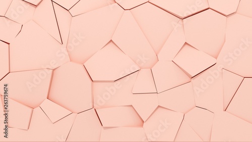 The surface in the cracks - 3D rener. Decorative  abstract background of mosaic  tiles  for advertising of cosmetics  powder  objects. Stylish  illustration of broken  bright elements.