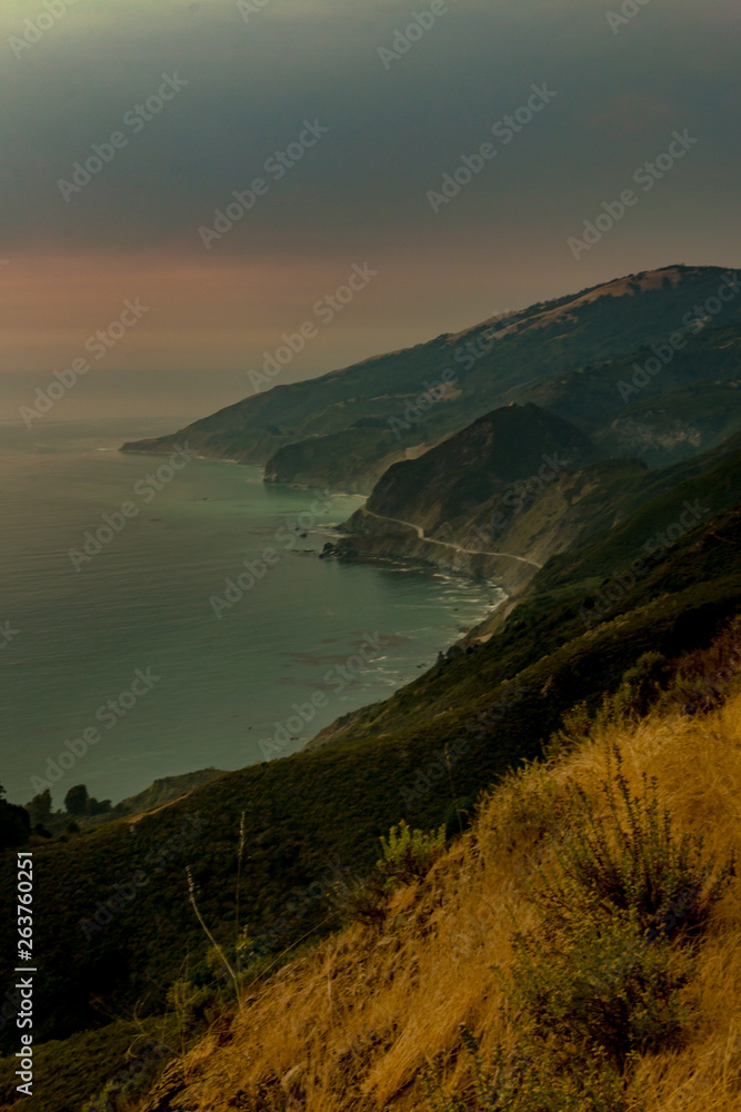 Ocean Landscape overlooking bluffs in California