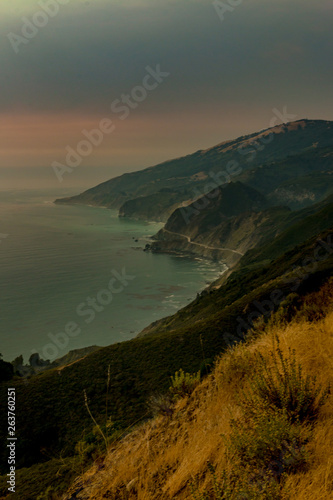 Ocean Landscape overlooking bluffs in California