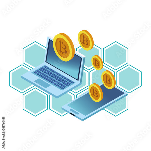 laptop and cellphone with cryptocurrency