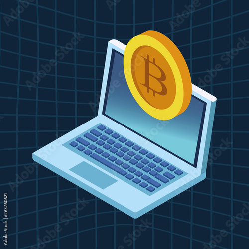 laptop with cryptocurrency