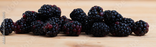 Blackberries on wooden table