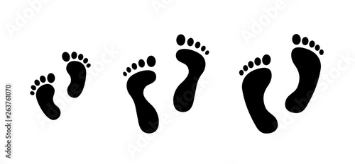 Set different human footprints. Baby footprint - stock vector.