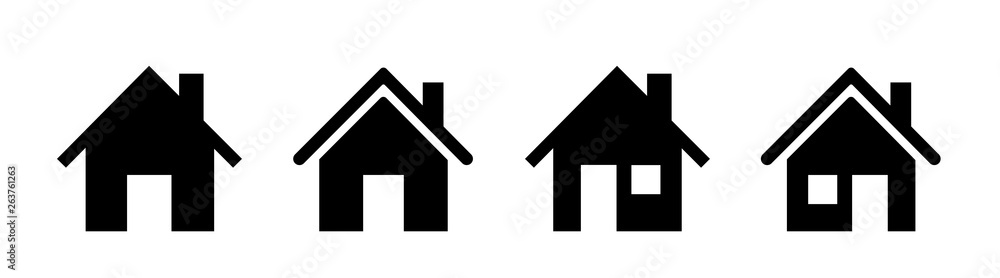 Home icon set. Flat style - stock vector.