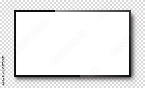 Realistic TV screen on a isolated baskgound. 3d blank led monitor - stock vector.