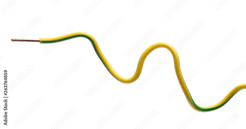 Damaged, cut insulated cable, wire isolated on white background, clipping path Damaged, cut insulated cable, wire isolated on white background, clipping path