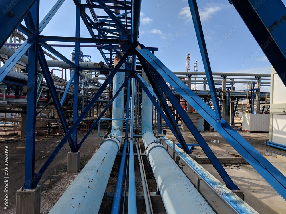 Naklejka premium Blue pipes and truss