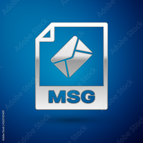 Silver MSG file document icon. Download msg button icon isolated on blue background. MSG file symbol. Vector Illustration