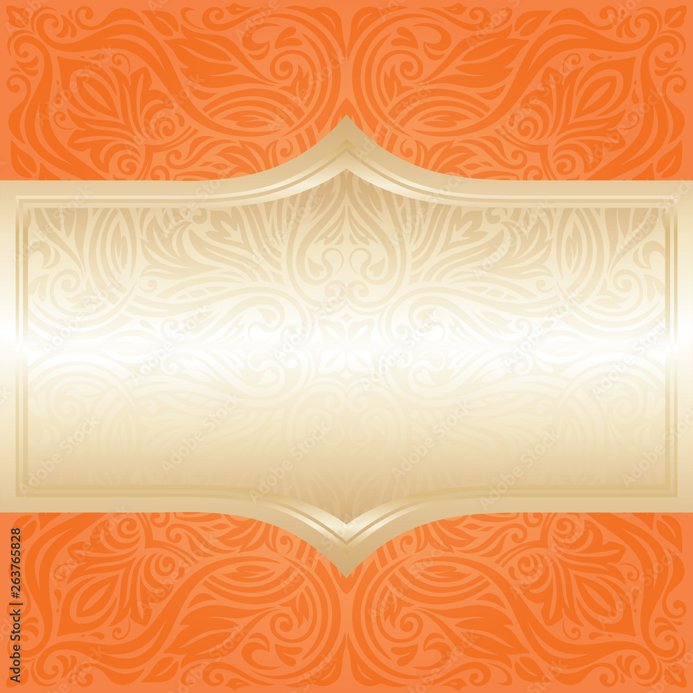 Floral Orange wallpaper background mandala design with gold copy space Floral Orange wallpaper background mandala design with gold copy space