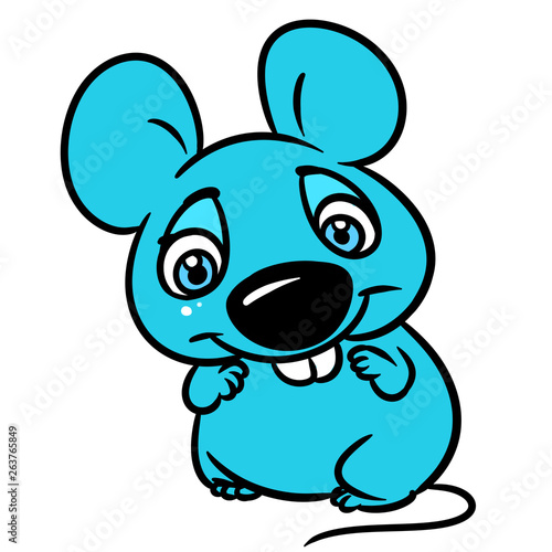 Blue mouse animal character cartoon illustration isolated image