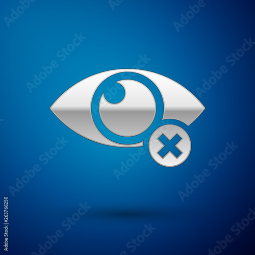 Silver Invisible or hide icon isolated on blue background. Vector Illustration